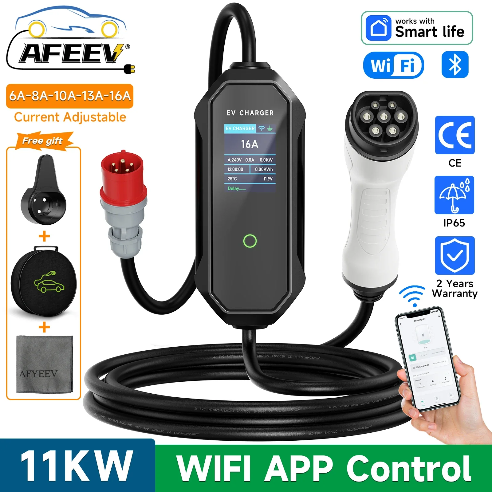AFEEV Tipo 2 Caricatore EV por - Type 2 Portable Ev Charger 11Kw Cee recensione e prezzo